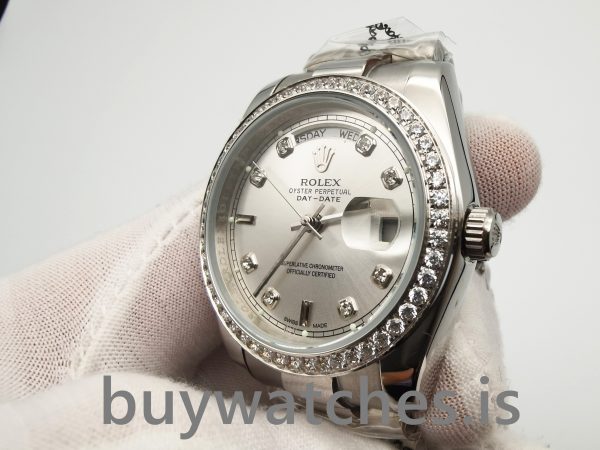 Rolex Day-date 118346 Orologio automatico con diamanti 36 mm grigio argento