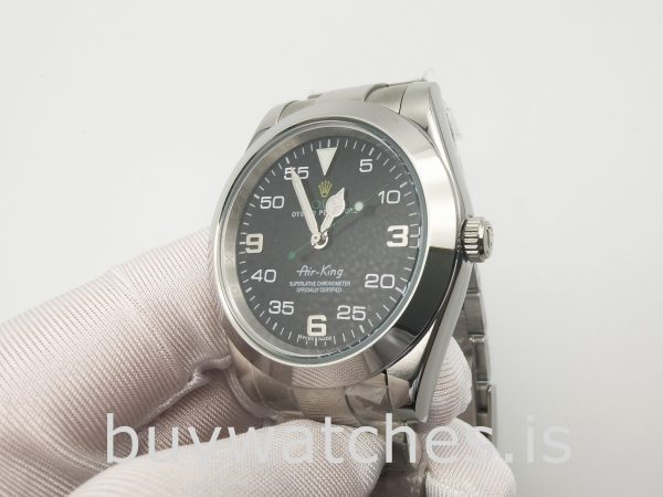 Rolex Air-king 116900 Męski czarny automatyczny zegarek ze stali 40 mm