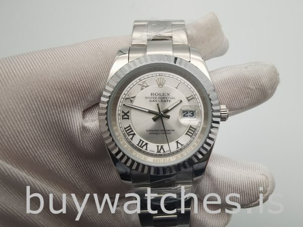 Rolex Datejust 4770 White Dial Men 41mm Zegarek z rzymskimi cyframi
