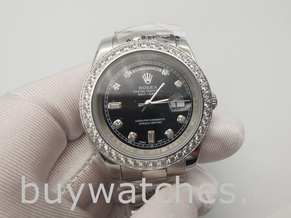 Rolex Day-Date 228349RBR Męski zegarek z czarną tarczą 40 mm