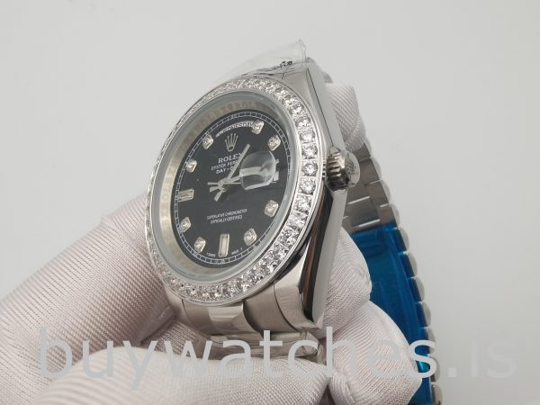 Rolex Day-Date 228349RBR Męski zegarek z czarną tarczą 40 mm