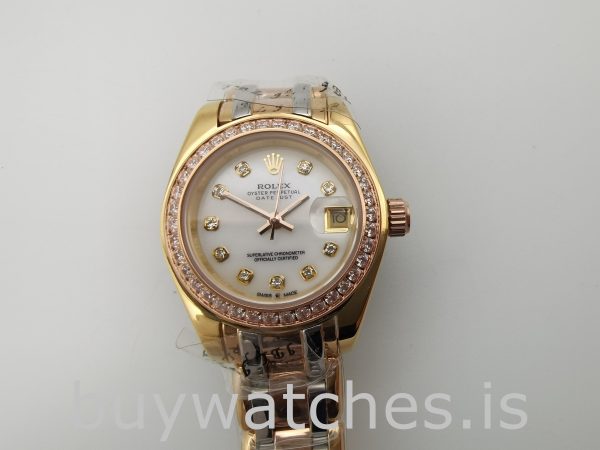Rolex Datejust 80299 Ladies Gold 29mm Zegarek z białą tarczą