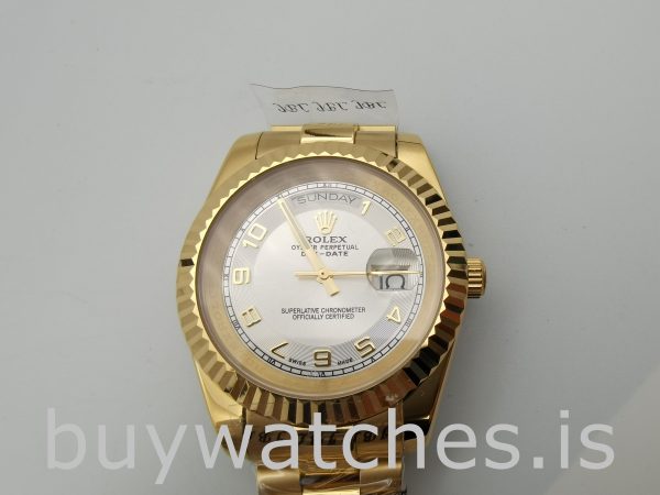 Rolex Day-Date II 218238 Męski zegarek ze srebrną tarczą 41 mm