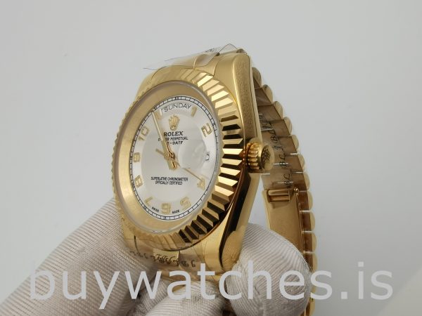 Rolex Day-Date II 218238 Męski zegarek ze srebrną tarczą 41 mm