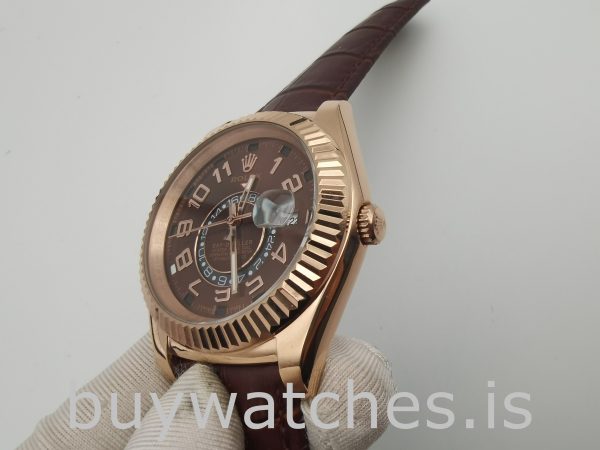 Rolex Sky-Dweller 326135 Zegarek ze skórzaną, czekoladową tarczą 42 mm