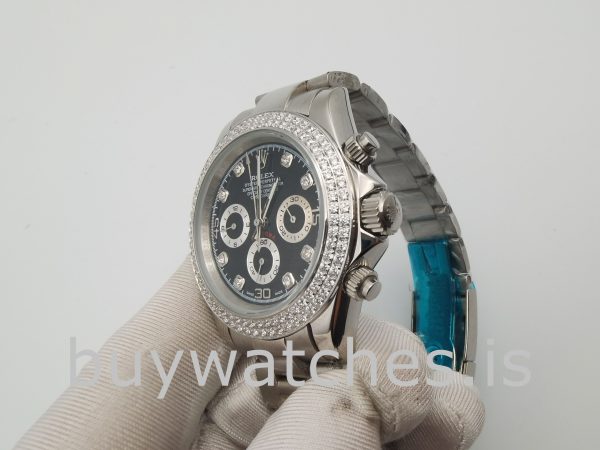 Rolex Daytona Zegarek damski 40 mm z czarną tarczą z diamentową ramką