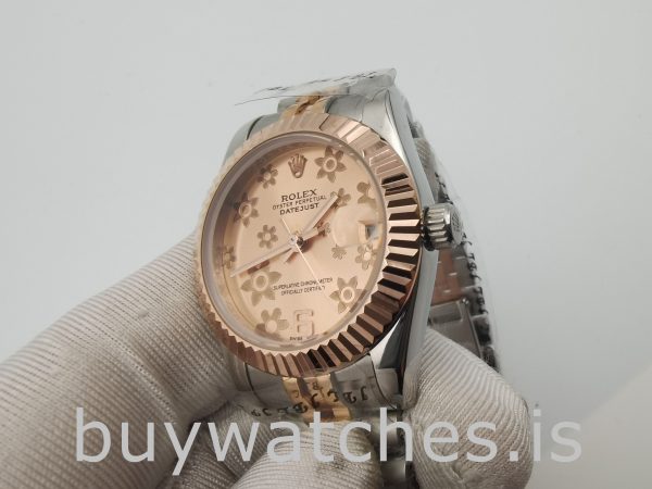 Rolex Datejust 178271 Unisex 31mm Zegarek z różową kwiatową tarczą