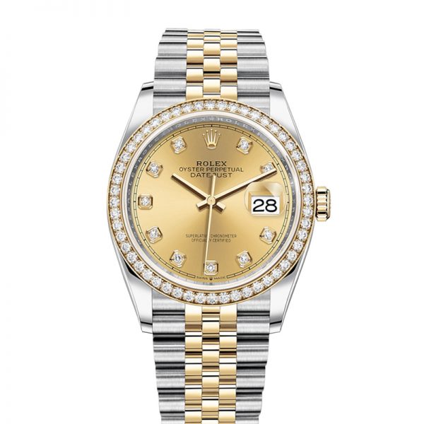 Rolex Datejust 126283RBR 36mm Szampański damski automatyczny zegarek z tarczą
