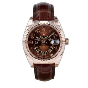 Rolex Sky-Dweller 326135 Zegarek ze skórzaną, czekoladową tarczą 42 mm