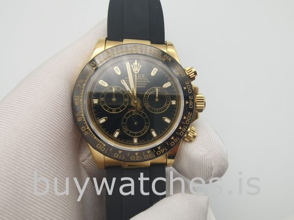 Rolex Cosmograph Daytona Męski czarny zegarek automatyczny 40 mm z tarczą