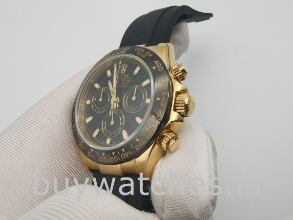 Rolex Cosmograph Daytona Męski czarny zegarek automatyczny 40 mm z tarczą