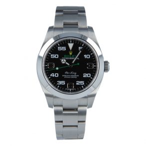 Rolex Air-King 116900 Replica Męski zegarek z czarną tarczą 40 mm